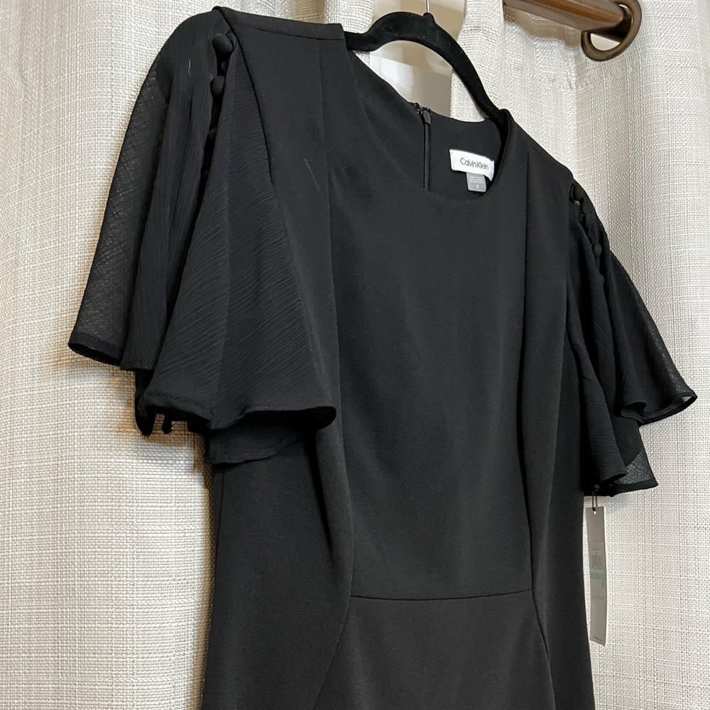 Gorgeous Flounce Sleeve Calvin Klein Black Dress BOGO-READ DESCRIPTION